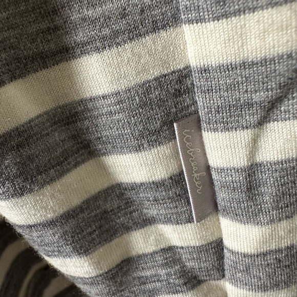 Icebreaker Pizzario Women's Gray White Stripe Short Summer Dress Tie Waist M - Picture 10 of 15